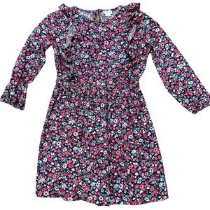 Crewcuts girls size 7 Pink Floral Long Sleeve Dress with Ruffle